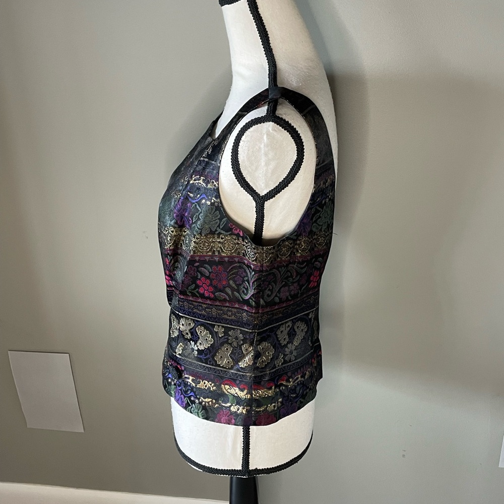 Elegant J.R. Nites Black and Purple Brocade Women's Top - Picture 5 of 13
